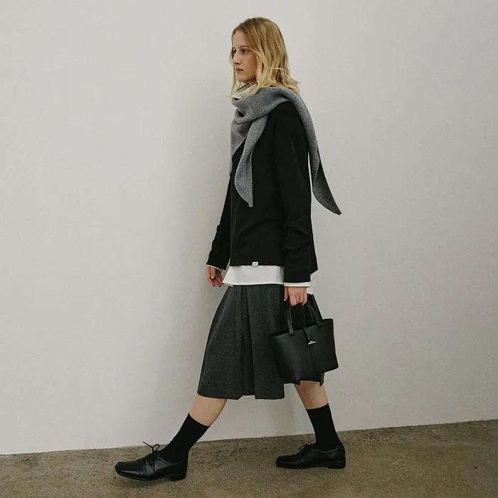 캐시 블랜드 니트 숄 머플러_MELANGE GREY