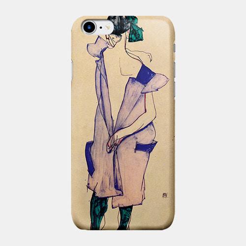 [케이스뮤지엄 명화 케이스][에곤 쉴레] 푸른 드레스와 녹색 스타킹을 신은 여인의 뒷모습