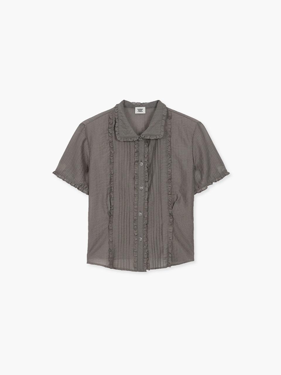 JACQUARD FRILL BLOUSE_dark grey
