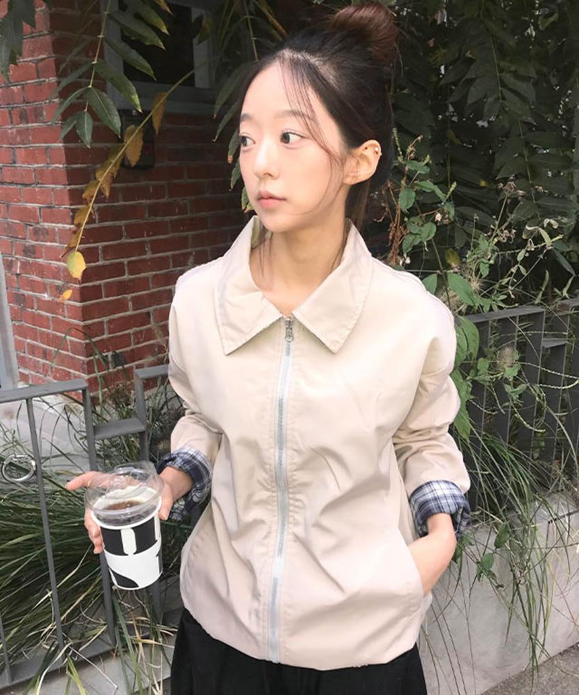 레트로 체크 블루종