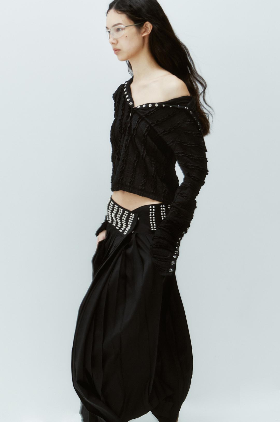 G_LACE BUTTON TOP / BLACK