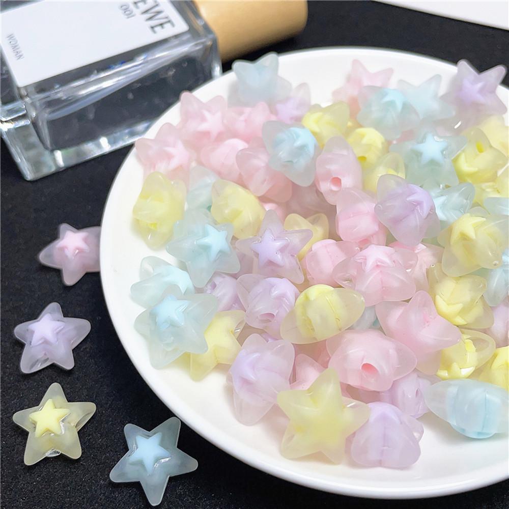 (10pcs)무광파스텔 통통별 비즈공예 팔찌핸드폰스트랩 키링재료