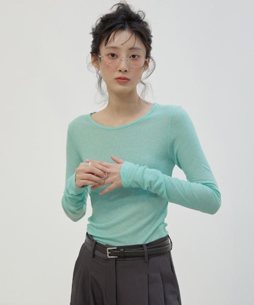 레이어드 시어 텐셀 탑 민트그린