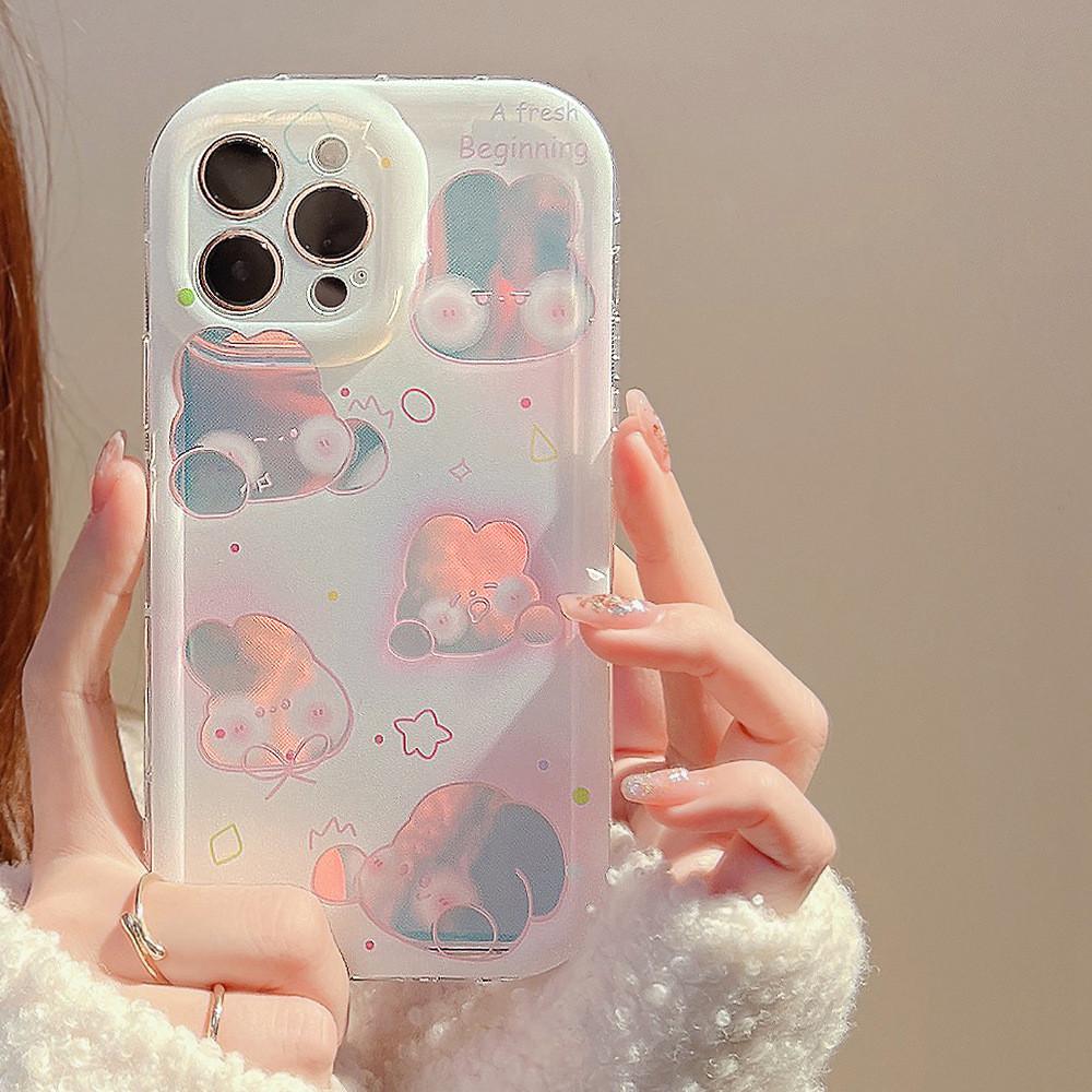 레이저 귀요미 토끼 아이폰 12 PROMAX 귀여운 특이한 캐릭터 휴대폰 케이스 나디아마트