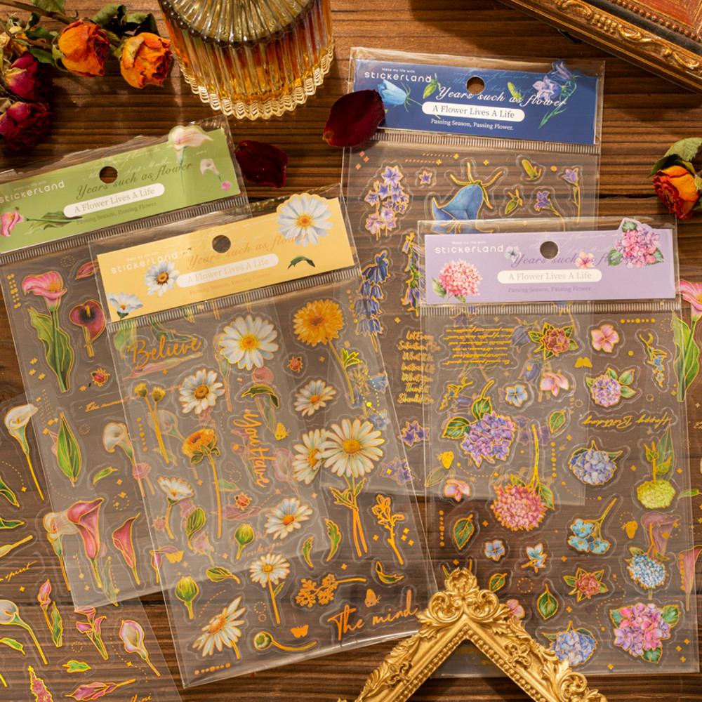 빈티지 레트로 다꾸 세월의 꽃 브론징 스티커