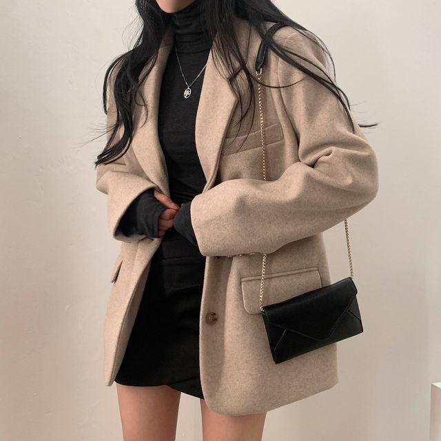 [고퀄/빳빳함X] 델몬트 도톰 오버핏 자켓,코트_슈가파우더