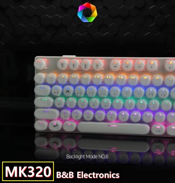 비엔비전자 머큐리 MK320 레트로 원형 키캡 레인보우 LED 기계식 게이밍 유선 키보드