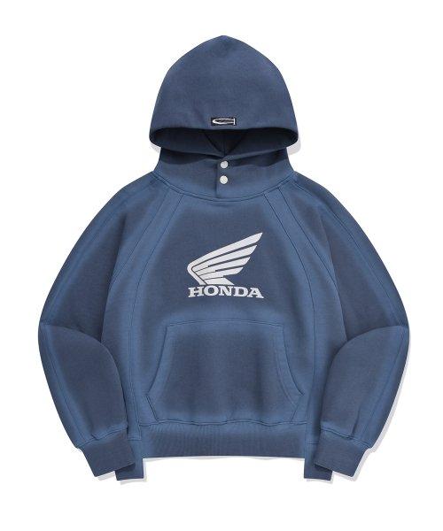 Vintage Cutoff Crop Hoodie Spray Green Blue