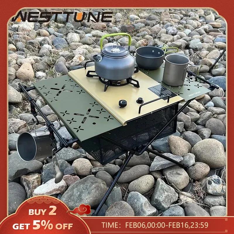 WESTTUNE IGT 스토브가 있는 캠핑 테이블, 휴대용 알루미늄 합금 접이식 테이블, 액세서리 포함, 다기능 야외 테이블