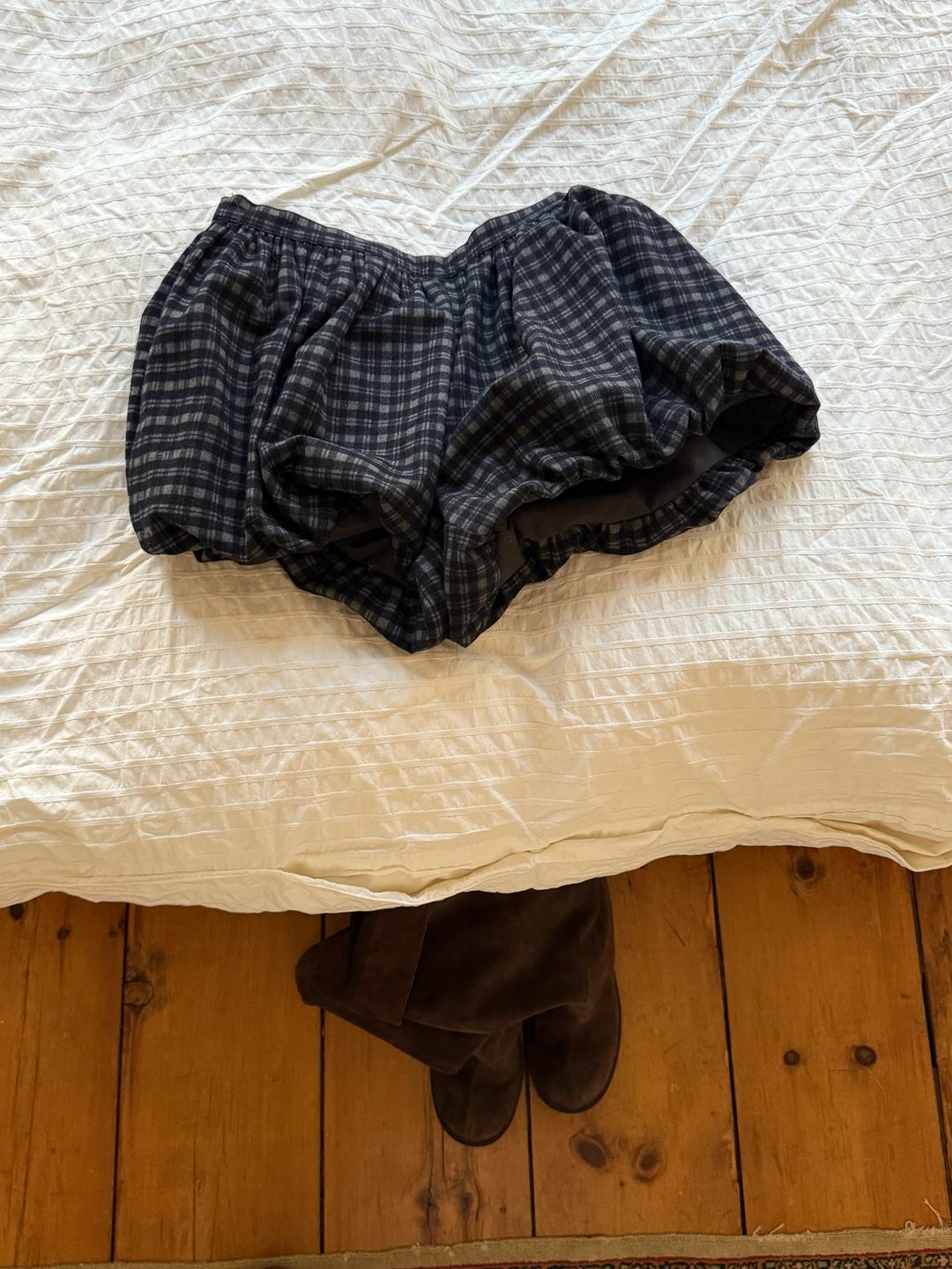 [ARCHITECT] PUMPKIN CHECK SHORTS  (NAVY)