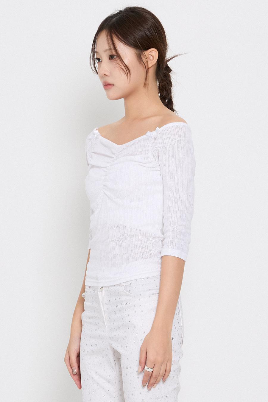 셔링 하프 슬리브 탑