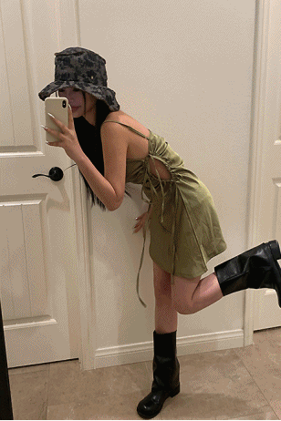 바비 셔링 실크 뷔스티에 원피스 (3color)