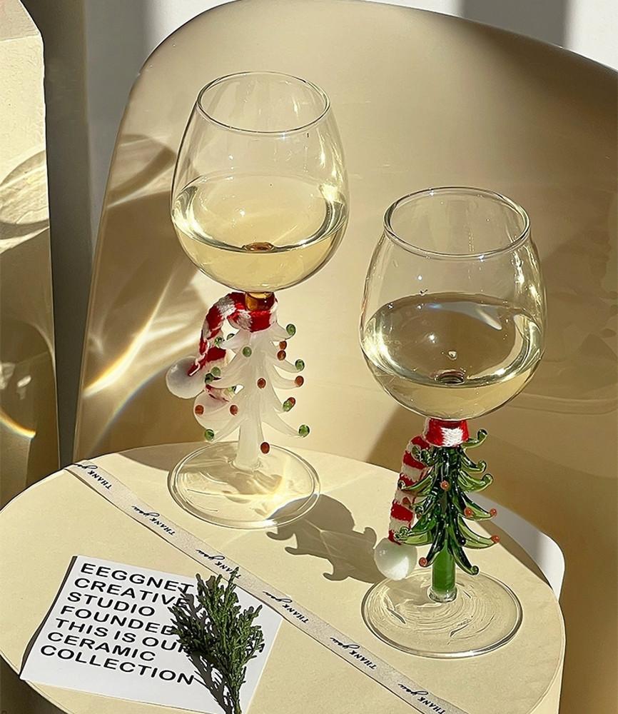 크리스마스 트리 와인 샴페인 잔 유니크 와인 글라스