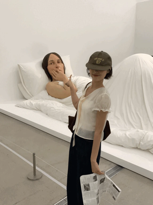 [주문폭주/하객룩] 시스루 타이 반팔 블라우스