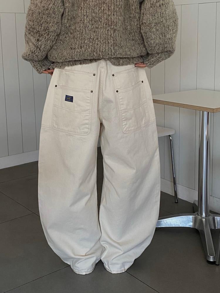 문즈 뮤즈 패치 코튼 밴딩 팬츠 / Free / 뒷 밴딩