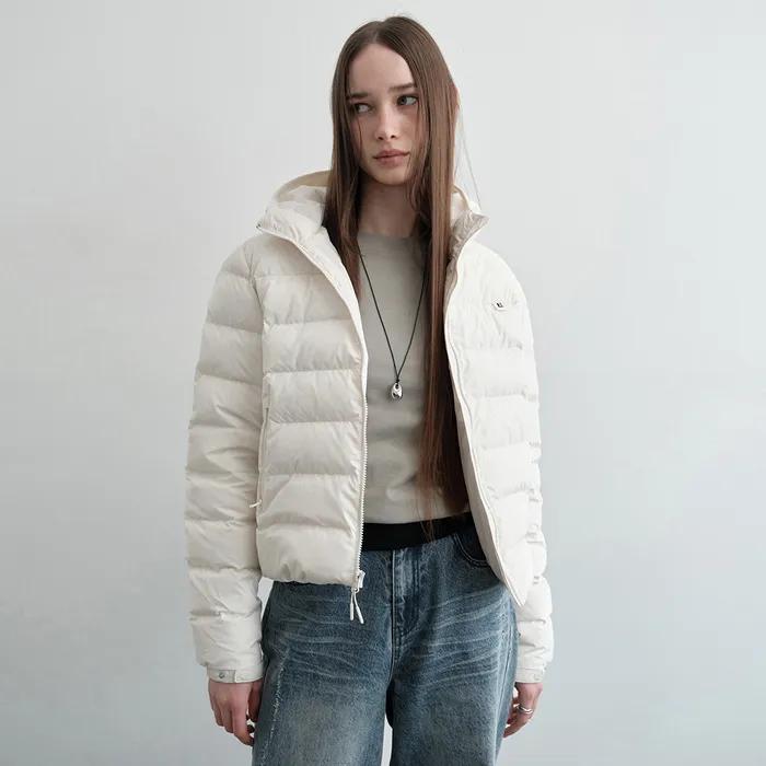 구스다운 후드 라이트 패딩 점퍼 크림 MDJP021CREAM