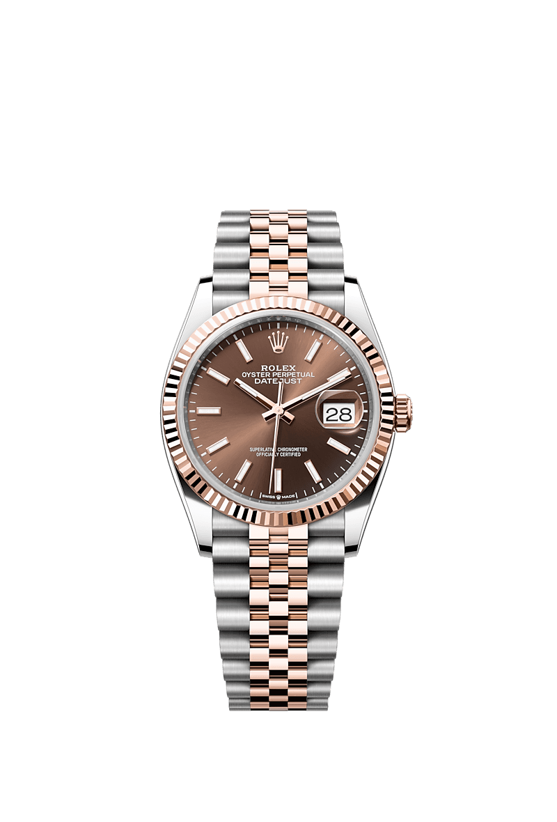 롤렉스 Datejust 36 시계: 오이스터스틸과 에버로즈 골드 - m126231-0043