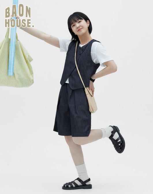 [BAONHOUSE] Poria denim button vest