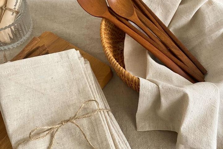 린넨 무지 베이지 키친크로스