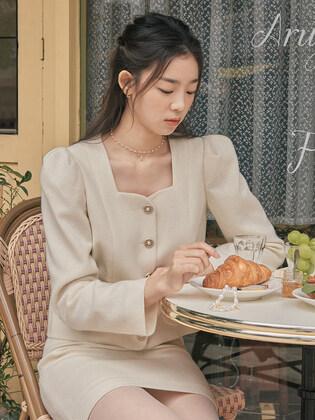 렉토 RETRO WOOL JAQUARD CROP JACKET (BURGUNDY) - 위시버킷