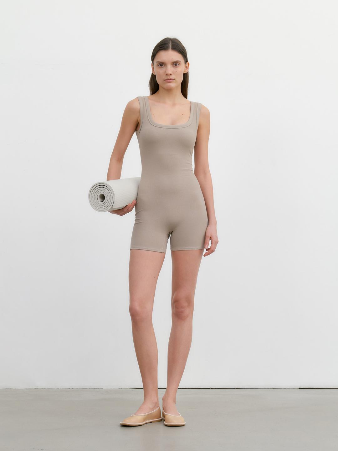 Ribbed Bodysuit - Taupe