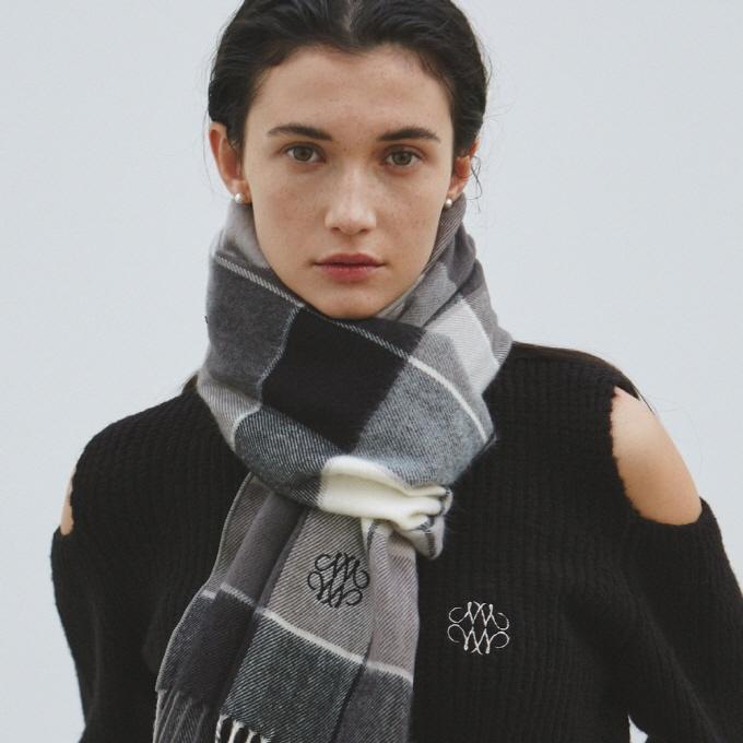 [얼리버드]NICOLE MIXED CHECK MUFFLER_GRAY