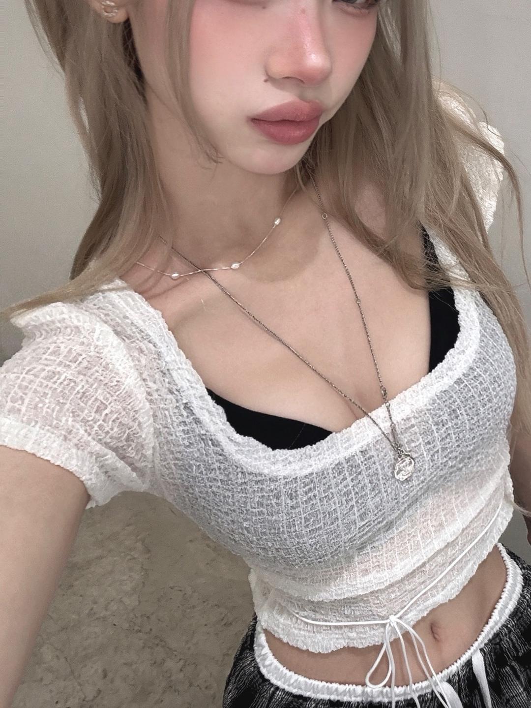 Mesh Strap Crop T-shirt (2 color)