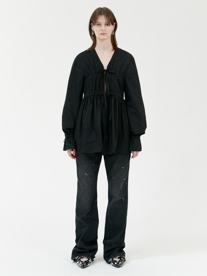 Ribbon Open Shirts_Black