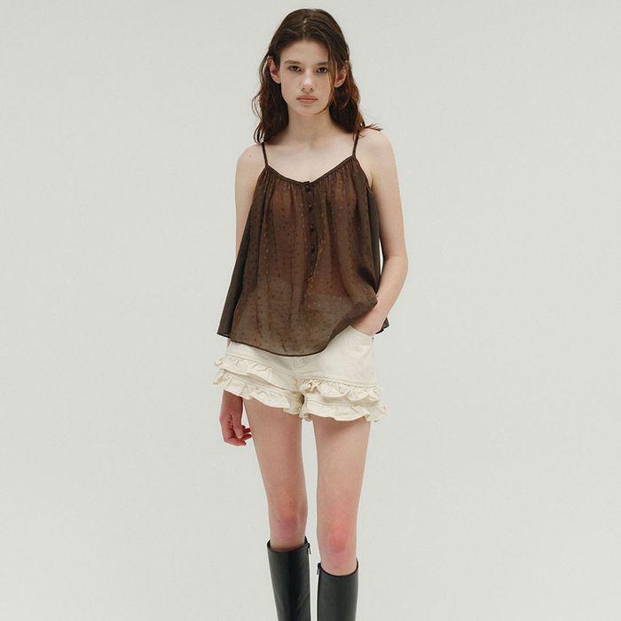 [3rd REORDER] FRILL FLARE DENIM SHORTS [IVORY]