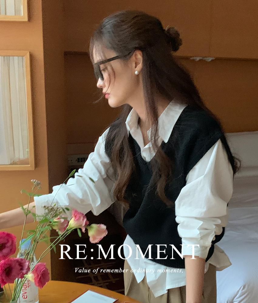 (당일발송) [RE:MOMENT] made.마가렛 브이넥 니트베스트 3color!