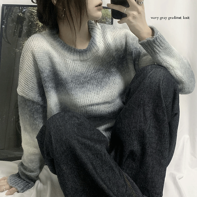 wavy gray gradient knit