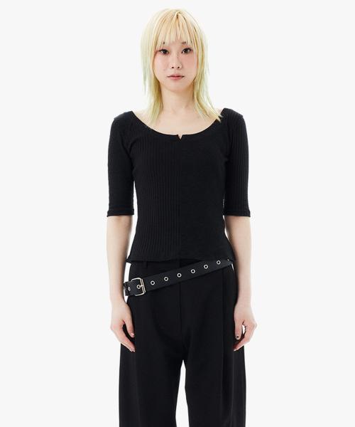 사이드 슬릿 발레리나 티 / 블랙