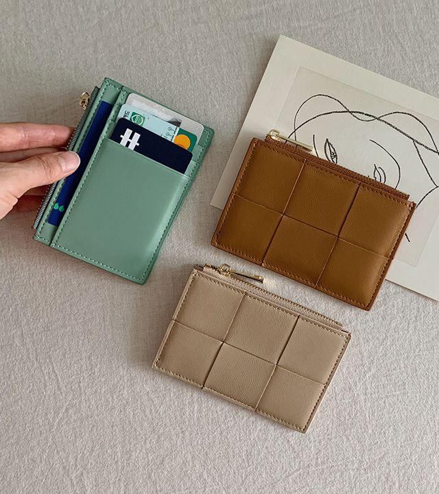 소가죽 슬림 카드지갑 동전 지퍼