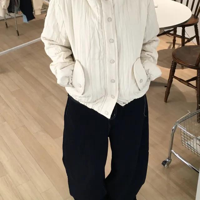 (3 color) 3온스 스트라이프 크롭 버튼 패딩