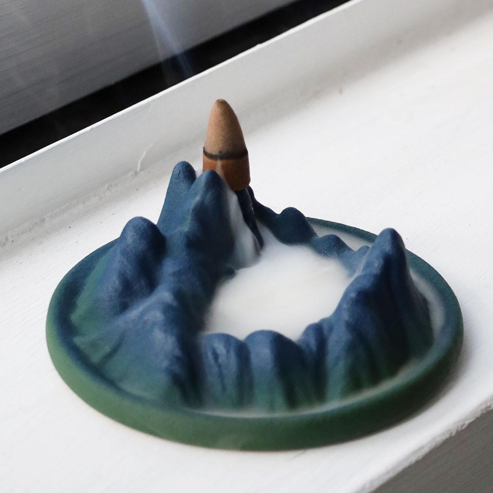 비욘드비 도자기 산수 백플로우 인센스홀더폭포 향꽂이 역류향 콘향 인센스스틱 향받침