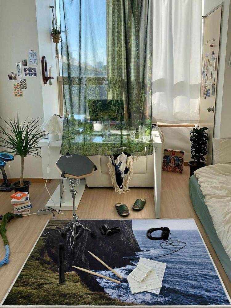 수심 Nature Square Rug(2Type) 풍경 사각 러그 자연 발매트 대형 카펫