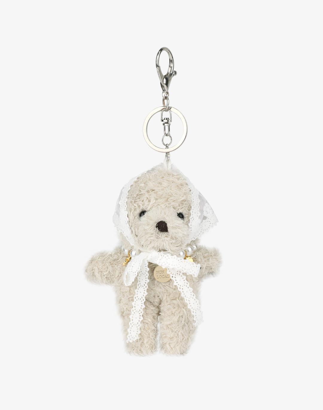 Lace Kerchief Bear Keyring - Light Beige