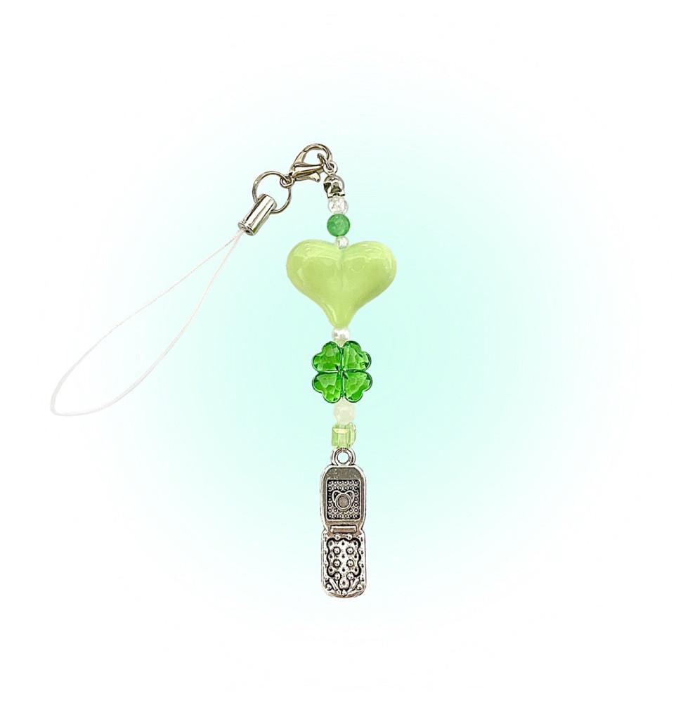 마카롱 하트 초록 네잎클로버 키링