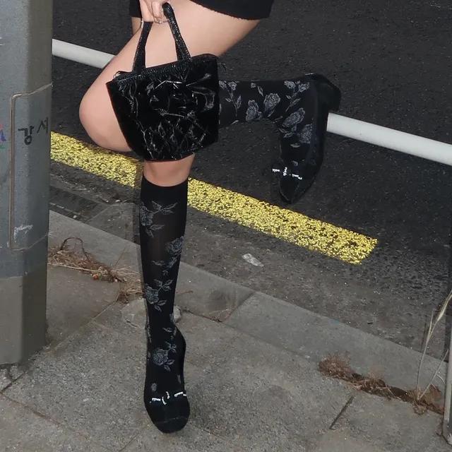 [2color] Floral Knee Socks