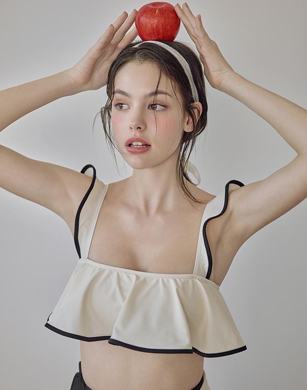 비키니밴더 로랑 러플 하이웨스트 비키니 - IVORY