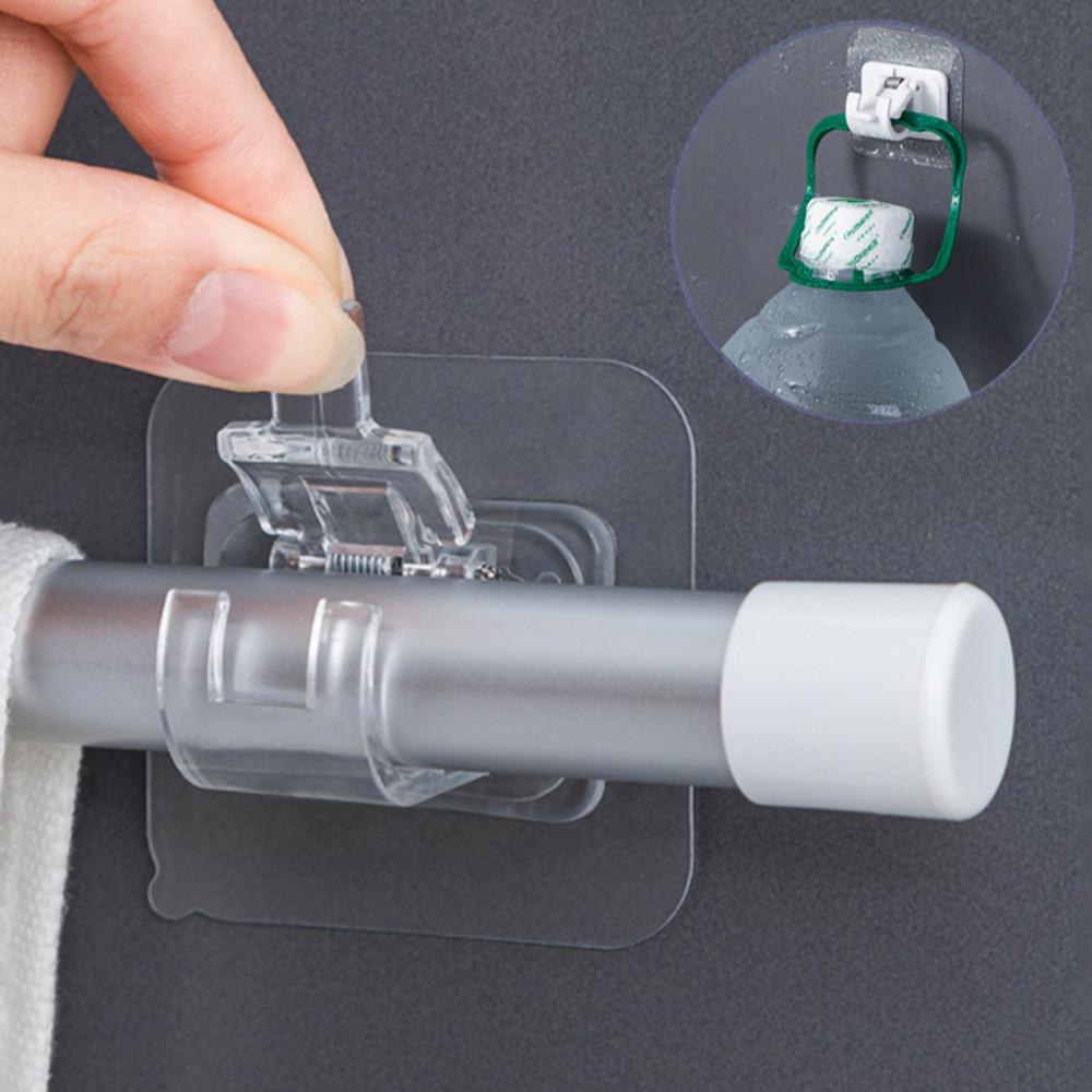 리빙로드 압축봉 홀더 못없이 붙이는 커튼봉 고정 클립 티안나는 부착식 브라켓 화이트