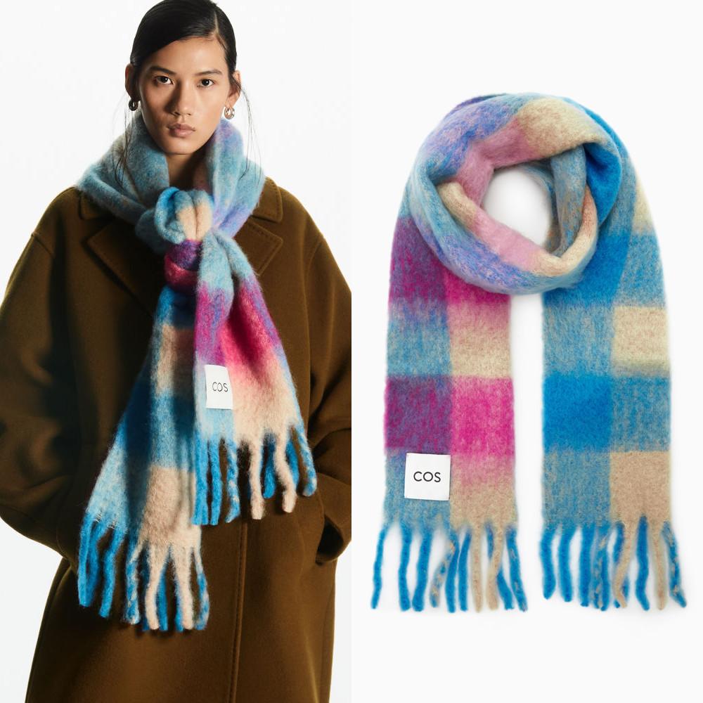 코스 오버사이즈 체크 머플러 체크 스카프 목도리