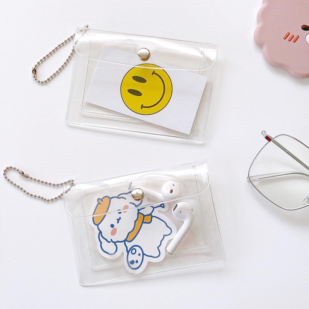 똑딱이 투명 PVC 카드홀더 포토카드 명함 케이스 홀더