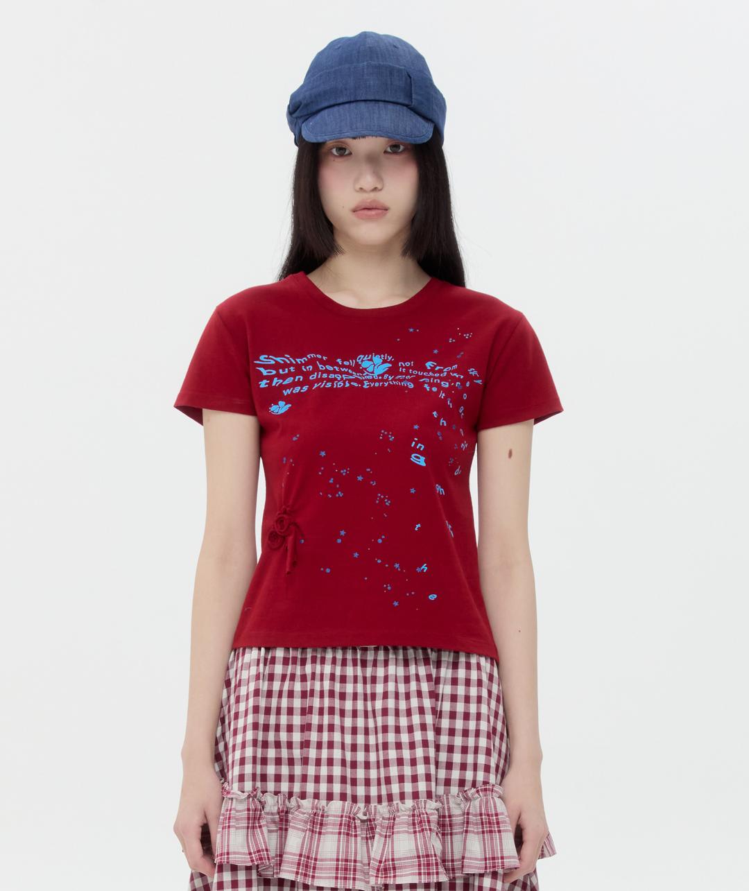 Glittered Spiral Ruched Top [Red]