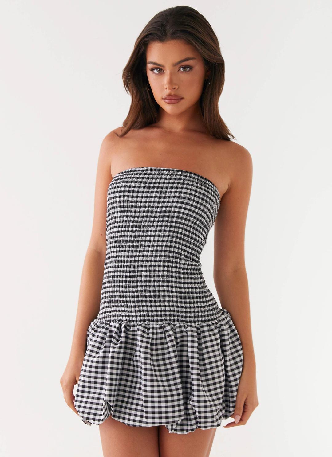 Martell Mini Dress - Black Gingham - Black Gingham / AU 4