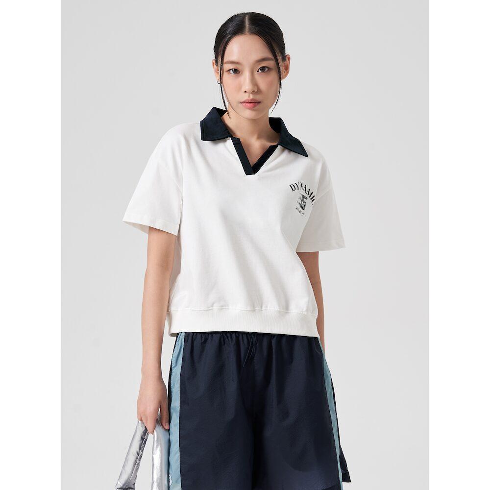 에잇세컨즈 배색 칼라 티셔츠  아이보리 (324442BY20)