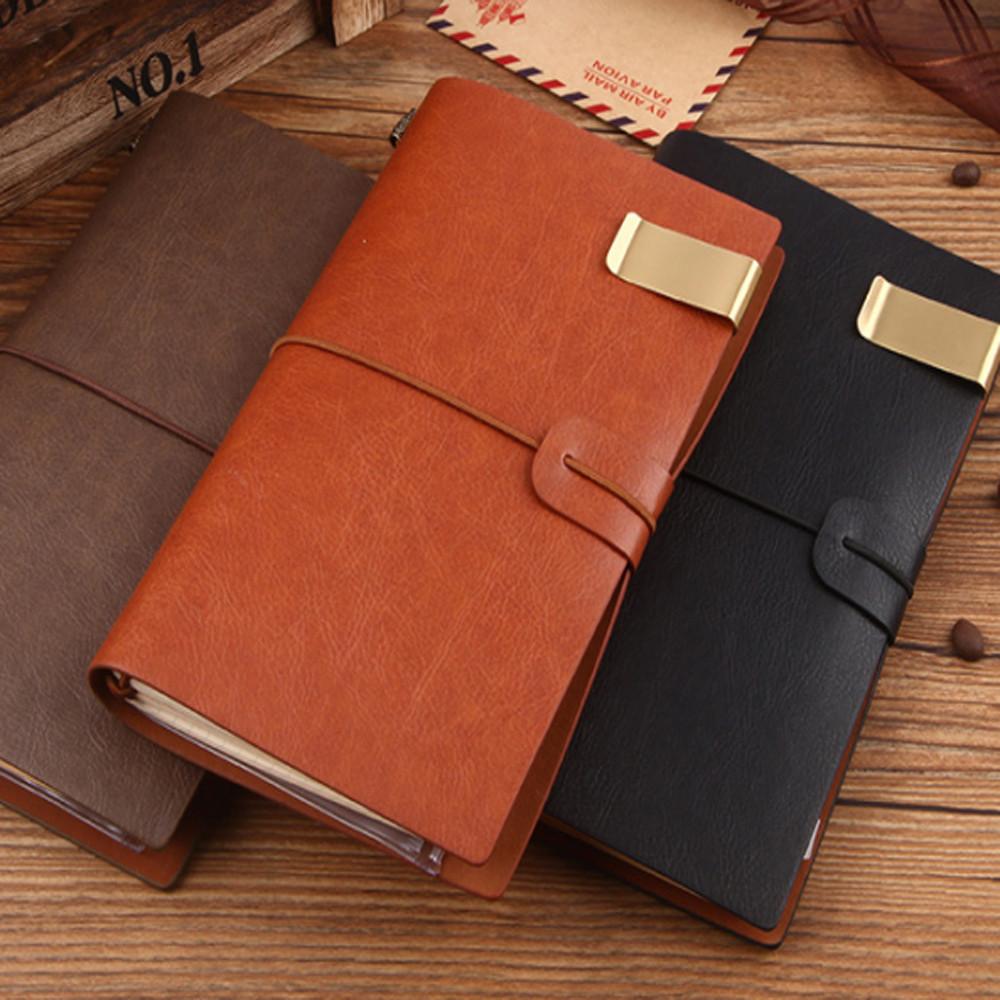 클래식 PU가죽커버 트래블러스 노트 레트로저널 업무수첩 작업기록 여행일기