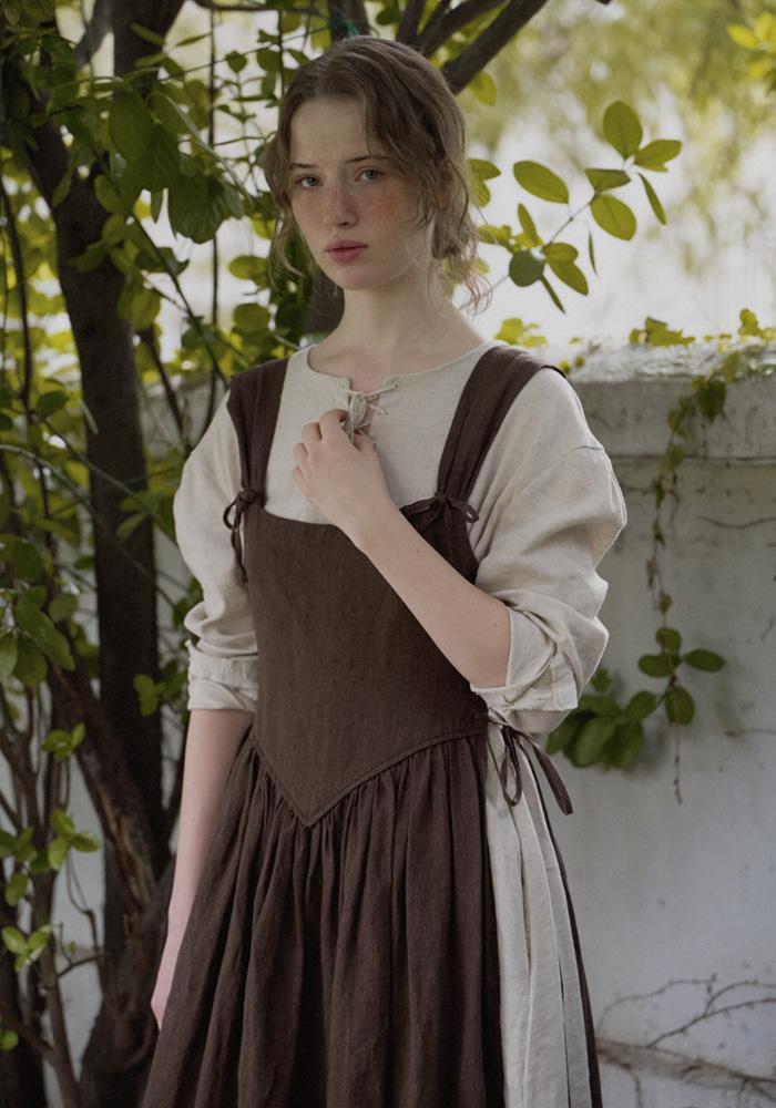 Romane lace-up dress II - brown