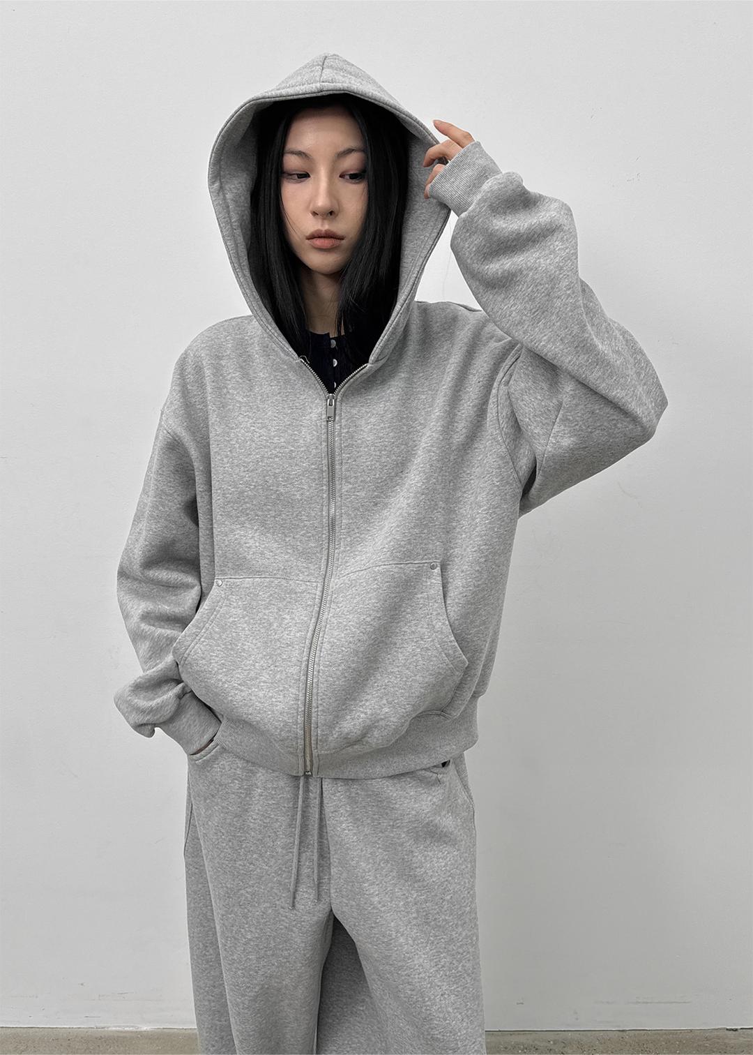 블랙업 [MADE] 델티 오버핏 기모 후드집업 (세트구매가능)