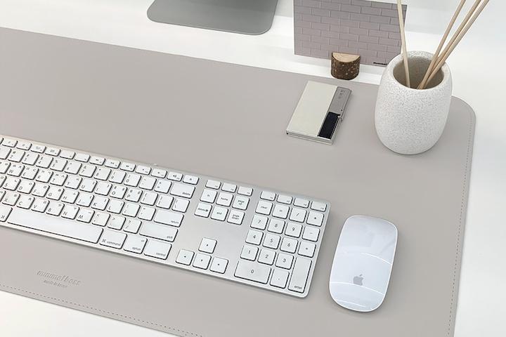 프리미엄 가죽 데스크 매트 마우스 책상 장패드_머쉬룸 그레이